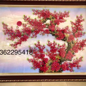 tranh đá quý hoa đào 3d thế rồng